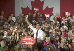 Liberal leader Justin Trudeau attends a rally in Edmonton on Wednesday, Sept, 9, 2015. THE CANADIAN PRESS/Jonathan Hayward